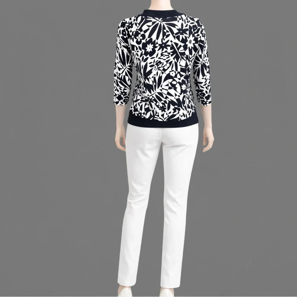 Cable & Gauge Silk-Blend Floral Cardigan